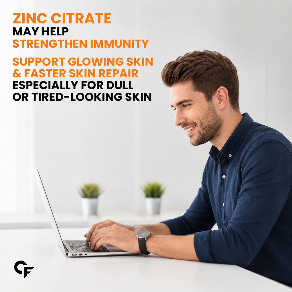 Zinc Citrate 17mg + Vitamin C 40mg Tablets | 100% RDA Zinc Supplement for Men & Women | Immune Support & Skin Health | Vegetarian | 120 Tablets