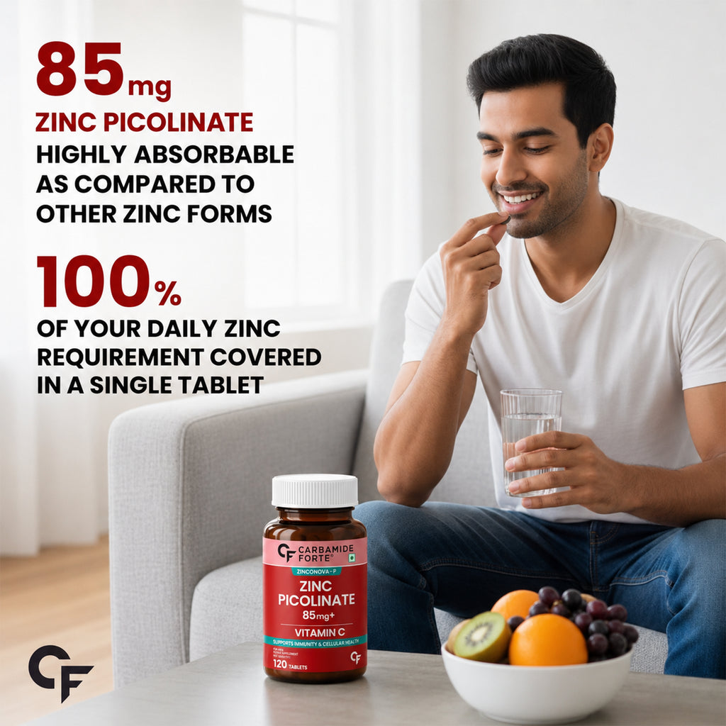 Zinc Picolinate 85mg with Vitamin C | High Absorption Zinc Supplement | 17mg Elemental Zinc | Immune, Skin & Cellular Health Support | 120 Vegetarian Tablets | Men & Women