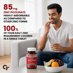 Zinc Picolinate 85mg with Vitamin C | High Absorption Zinc Supplement | 17mg Elemental Zinc | Immune, Skin & Cellular Health Support | 120 Vegetarian Tablets | Men & Women