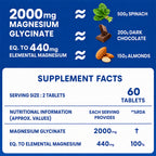 Chelated Magnesium Glycinate 2000mg Tablets | 440mg Elemental Magnesium | High Absorption Supplement for Sleep, Muscle Recovery & Bone Health | 60 Tablets