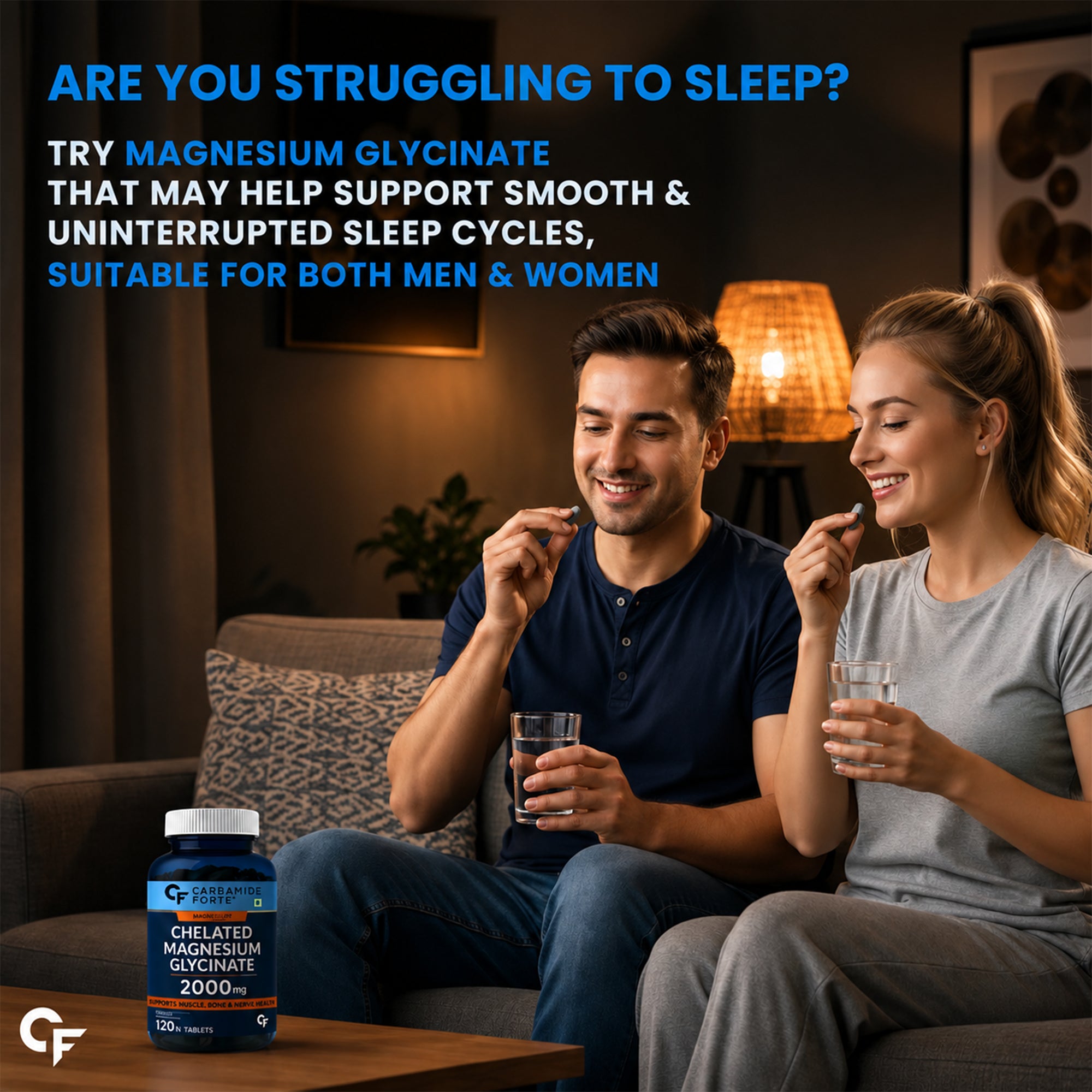 Chelated Magnesium Glycinate 2000mg Tablets | 440mg Elemental Magnesium | High Absorption Supplement for Sleep, Muscle Recovery & Bone Health | 60 Tablets