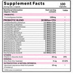 30 Billion CFU Probiotic Capsules with 16 Strains, Prebiotics, Vitamin C & Zinc – Gut Health & Digestive Support Supplement – 100 Vegetarian Capsules