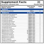 50 Billion CFU Probiotic + Prebiotic Effervescent Tablets | 20 Probiotic Strains with 150mg FOS | Cranberry Flavor | Gut & Digestive Health Supplement | 20 Tablets