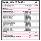 30 Billion CFU Probiotic Capsules with 16 Strains, Prebiotics, Vitamin C & Zinc – Gut Health & Digestive Support Supplement – 60 Vegetarian Capsules