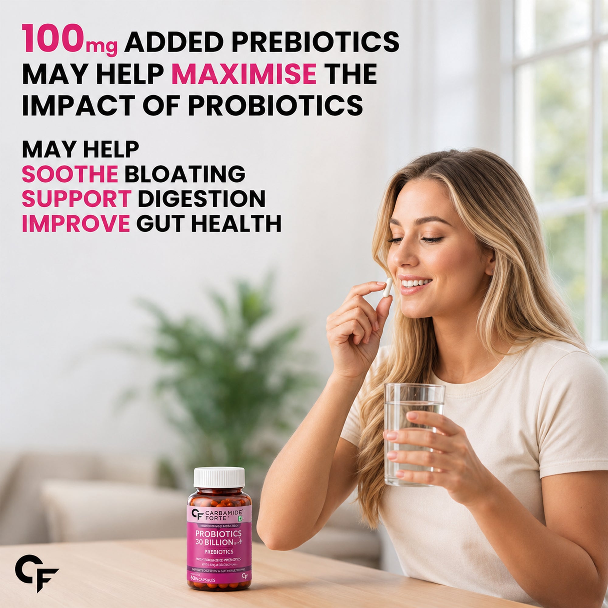 30 Billion CFU Probiotic Capsules with 16 Strains, Prebiotics, Vitamin C & Zinc – Gut Health & Digestive Support Supplement – 60 Vegetarian Capsules