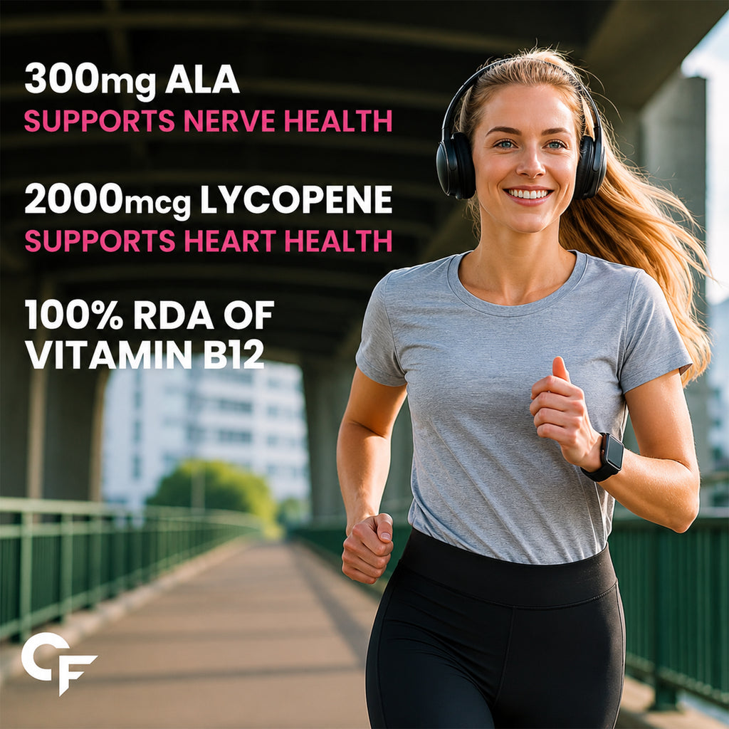 Alpha Lipoic Acid 300mg with Vitamin B12 & Lycopene | Antioxidant & Energy Support Supplement | 60 Capsules