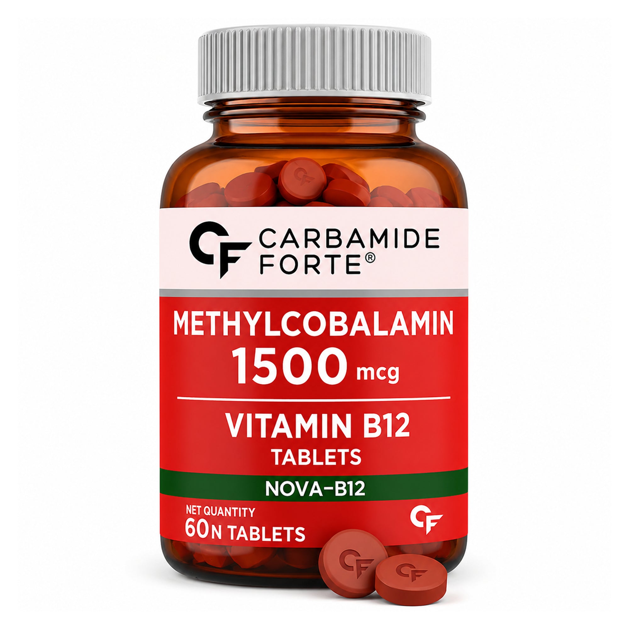 Vitamin B12 1500mcg (Methylcobalamin) Tablets 60 Count | Active B12 Supplement for Energy, Nervous System & Brain Support | Vegetarian