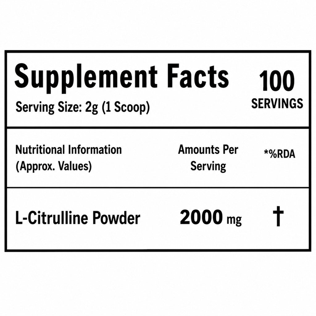 100% Pure L-Citrulline Powder 200g | 2000mg Per Serving | Nitric Oxide Booster | Pre Workout for Muscle Pump, Blood Flow & Endurance | Unflavoured | 95 Servings