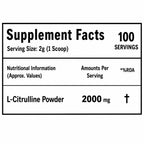 100% Pure L-Citrulline Powder 200g | 2000mg Per Serving | Nitric Oxide Booster | Pre Workout for Muscle Pump, Blood Flow & Endurance | Unflavoured | 95 Servings