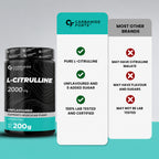 100% Pure L-Citrulline Powder 200g | 2000mg Per Serving | Nitric Oxide Booster | Pre Workout for Muscle Pump, Blood Flow & Endurance | Unflavoured | 95 Servings