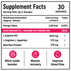 L-Arginine HCl Powder 3000mg with Beet Root Powder | Nitric Oxide & Workout Support | Masala Watermelon Flavour | 90g (30 Servings)