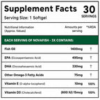 Triple Strength Fish Oil 1400mg with Omega 3 EPA 495mg DHA 330mg, Vitamin D3 & Vitamin E | Heart, Joint & Bone Support | 30 Softgels
