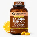 Salmon Fish Oil 1000mg Softgels | 300mg Omega-3 EPA DHA | Vitamin D3 & Vitamin E | Lemon Flavour | No Fishy Burps | 60 Softgels