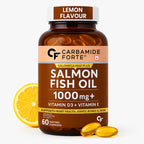 Salmon Fish Oil 1000mg Softgels | 300mg Omega-3 EPA DHA | Vitamin D3 & Vitamin E | Lemon Flavour | No Fishy Burps | 60 Softgels