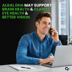 Vegetarian Omega 3 Algal DHA 1000mg Capsules | Plant-Based Fish Oil Alternative for Brain, Heart & Joint Support | Vegan Omega-3 Supplement | 60 Capsules