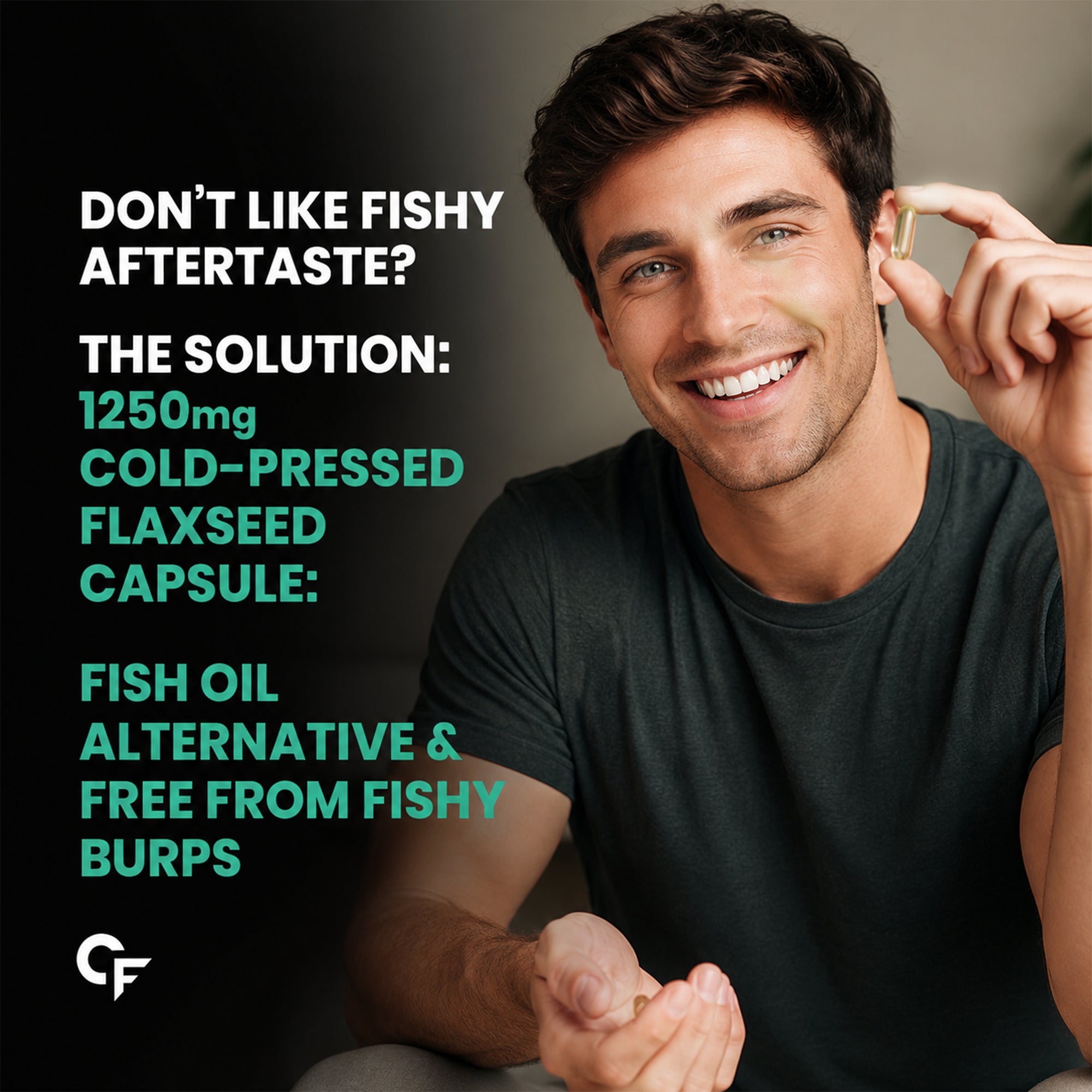Flaxseed Oil 1250mg Softgels with Omega 3-6-9 | 1000mg+ Essential Fatty Acids | Cold Pressed Plant-Based Fish Oil Alternative | 60 Softgel Capsules