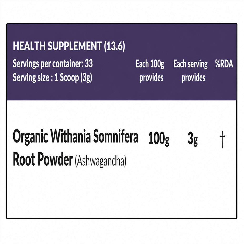 Carbamide Forte Organic Ashwagandha Powder 100g – Pure Ashwagandha Root Churna for Energy, Mood & Muscle Recovery