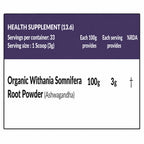 Carbamide Forte Organic Ashwagandha Powder 100g – Pure Ashwagandha Root Churna for Energy, Mood & Muscle Recovery