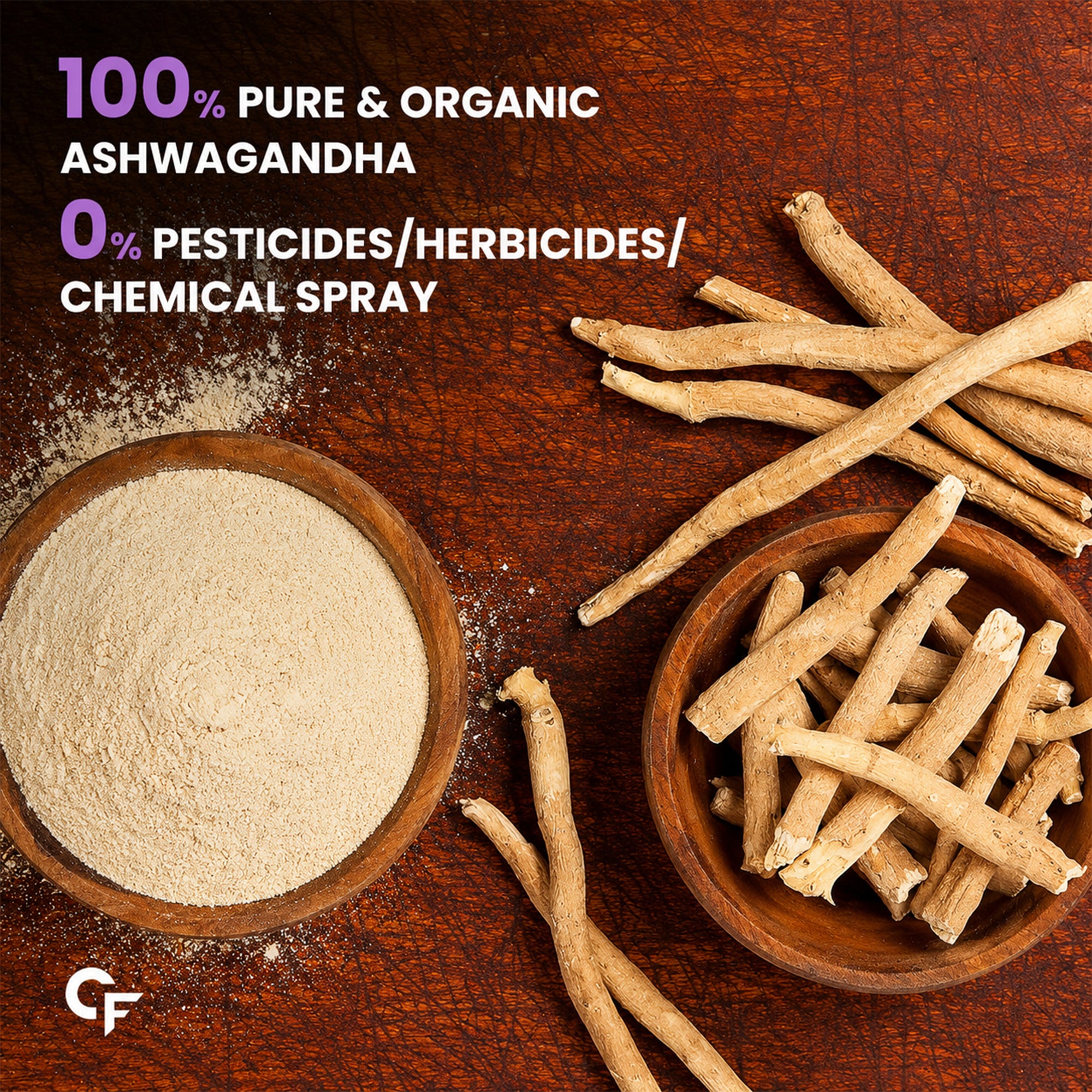 Carbamide Forte Organic Ashwagandha Powder 100g – Pure Ashwagandha Root Churna for Energy, Mood & Muscle Recovery