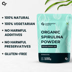 Organic Spirulina Powder 100g | Pure Spirulina Powder | 62% Protein Green Superfood