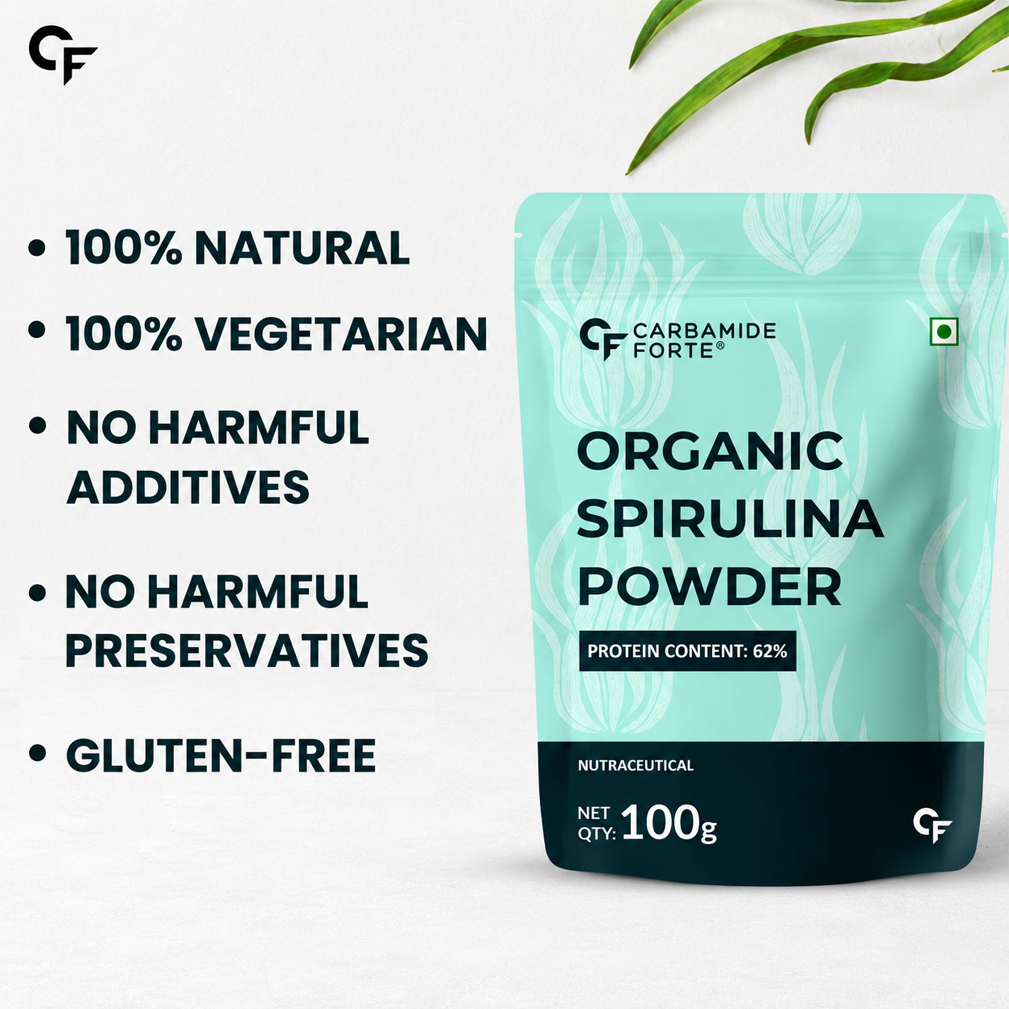 Organic Spirulina Powder 100g | Pure Spirulina Powder | 62% Protein Green Superfood