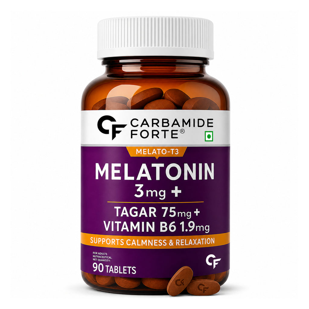 Melatonin 3mg Sleep Support Tablets with Tagar & Vitamin B6 | 90 Vegetarian Tablets for Calmness & Relaxation