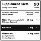 Melatonin 3mg Sleep Support Tablets with Tagar & Vitamin B6 | 90 Vegetarian Tablets for Calmness & Relaxation