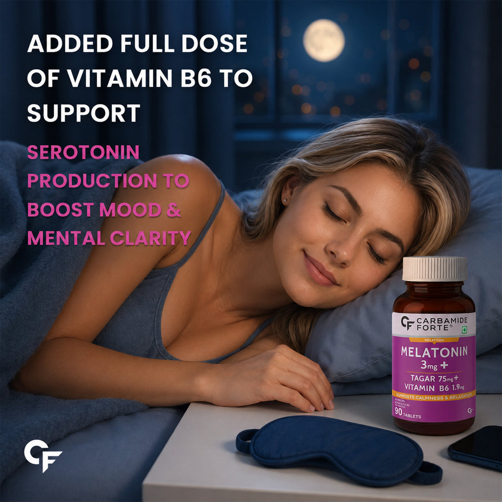 Melatonin 3mg Sleep Support Tablets with Tagar & Vitamin B6 | 90 Vegetarian Tablets for Calmness & Relaxation