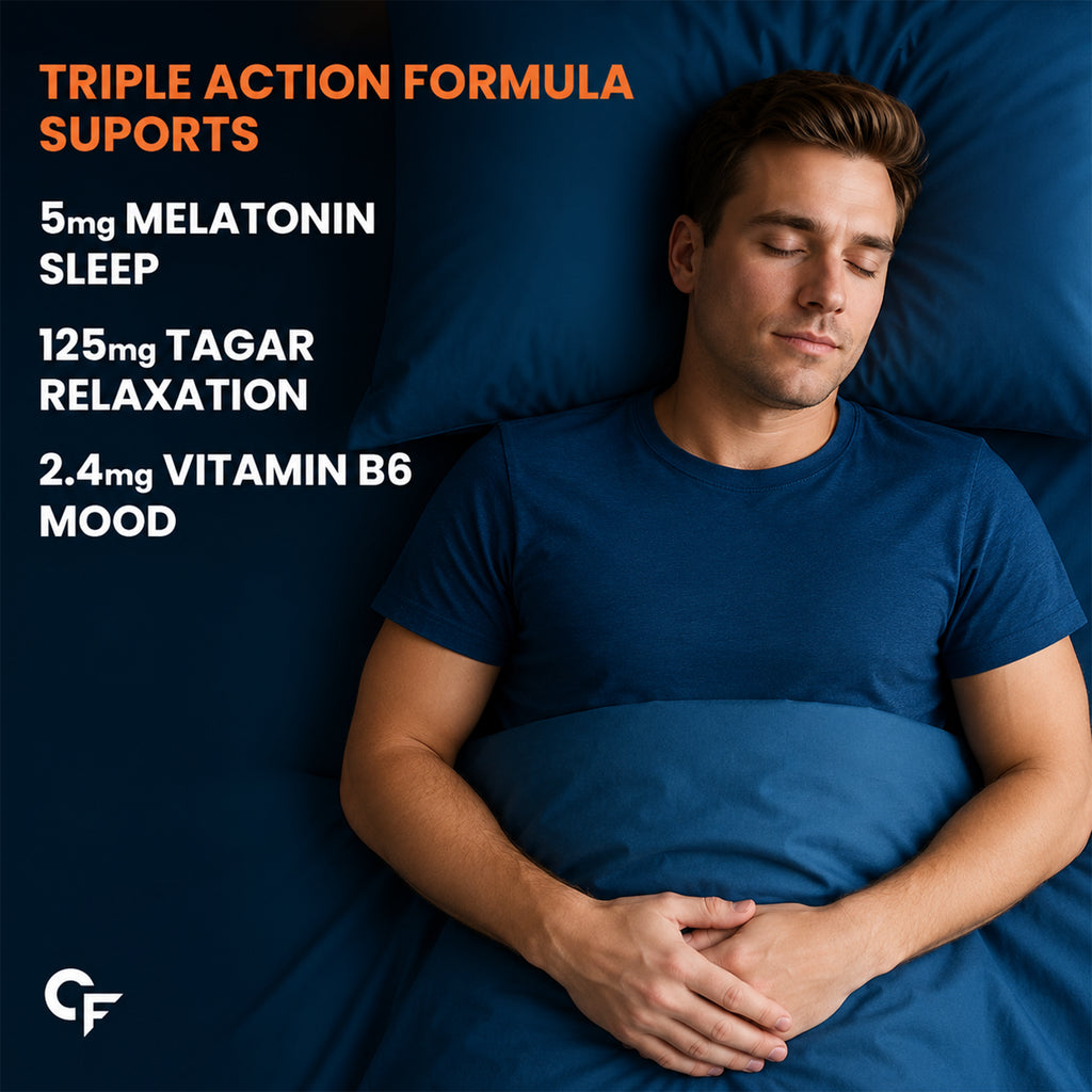 Melatonin 5mg Sleep Support Tablets with Tagar & Vitamin B6 | 60 Tablets for Relaxation & Restful Sleep
