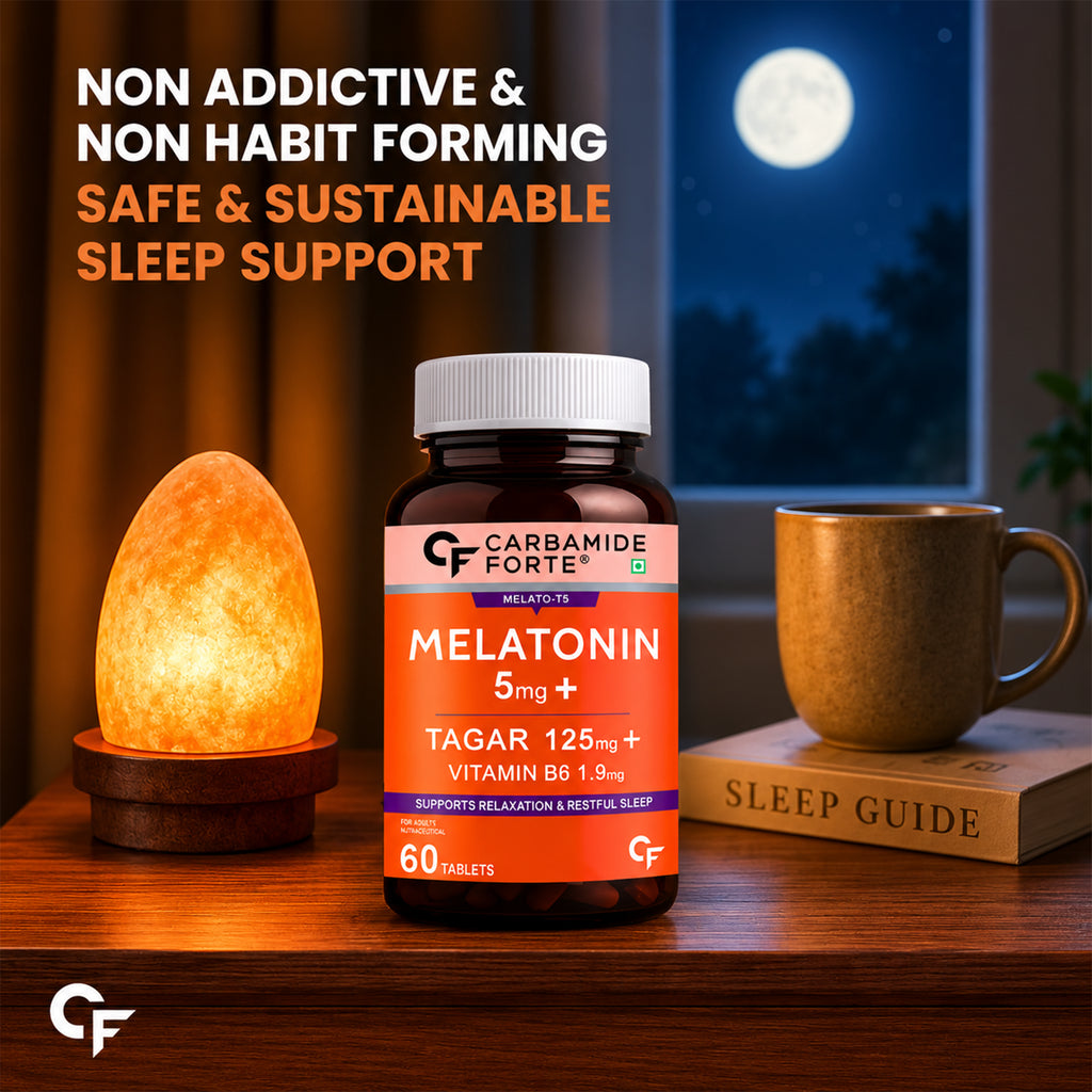 Melatonin 5mg Sleep Support Tablets with Tagar & Vitamin B6 | 60 Tablets for Relaxation & Restful Sleep