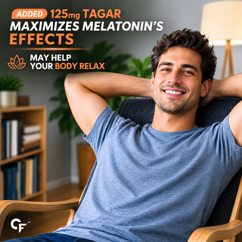 Melatonin 5mg Sleep Support Tablets with Tagar & Vitamin B6 | 60 Tablets for Relaxation & Restful Sleep