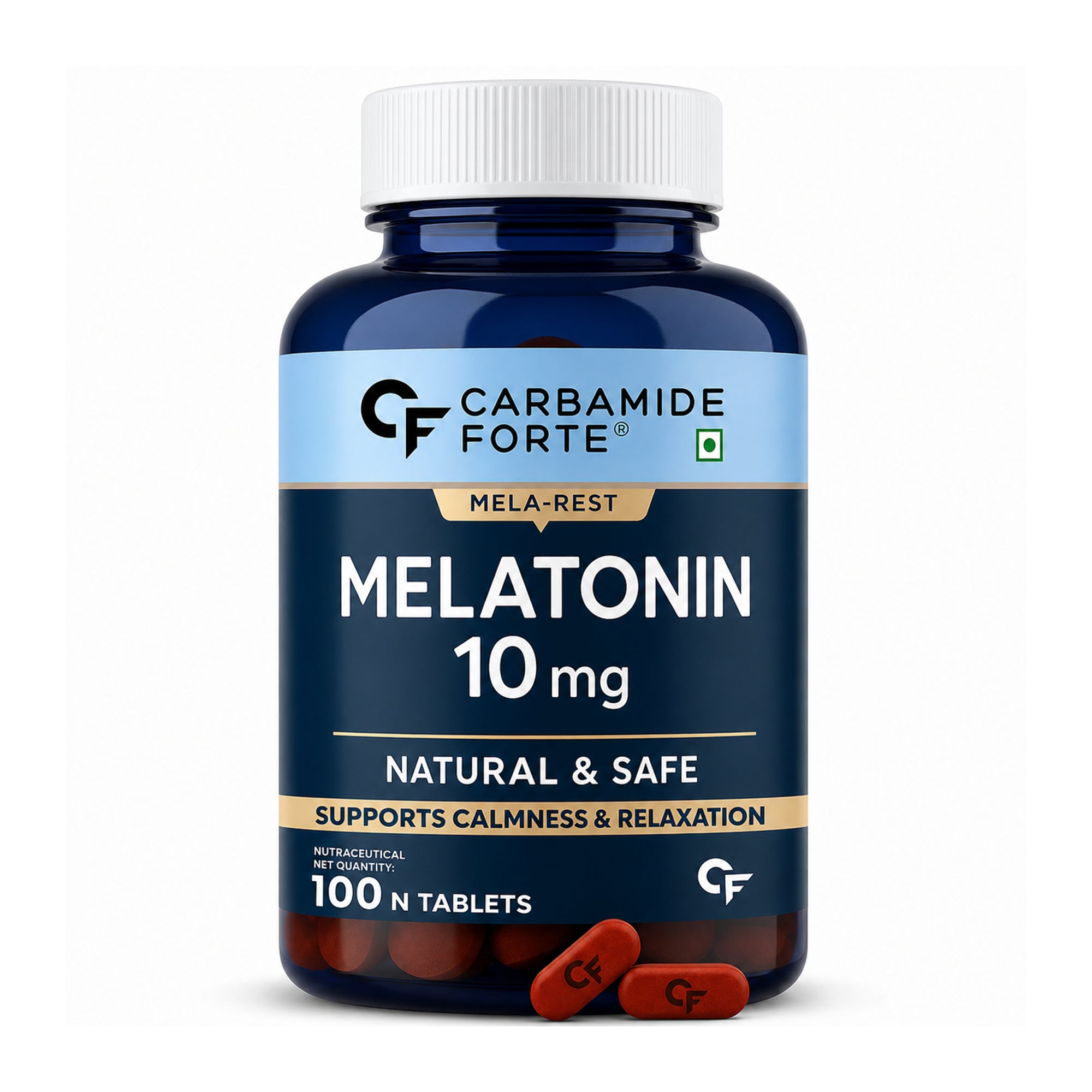 Melatonin 10mg Tablets | 100 Vegetarian Tablets | Natural Sleep Support Supplement for Calmness & Relaxation