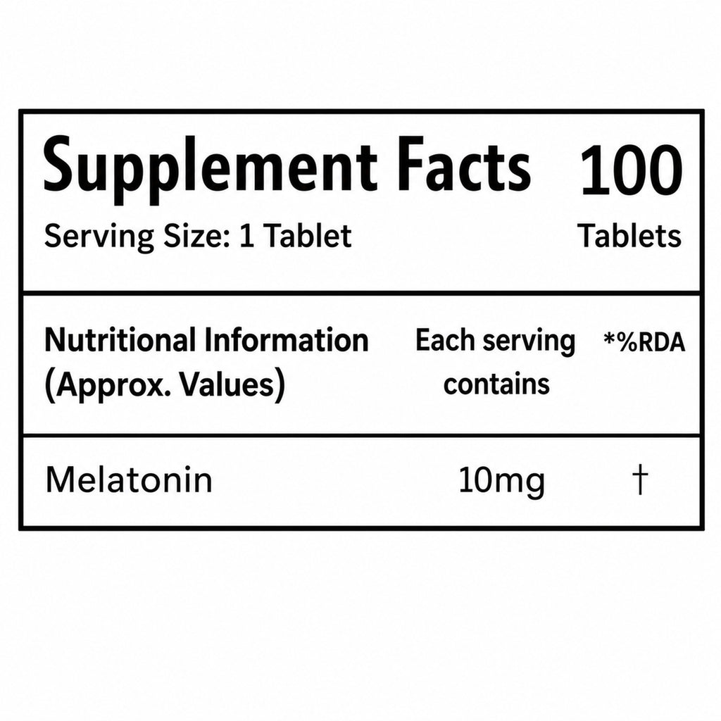 Melatonin 10mg Tablets | 100 Vegetarian Tablets | Natural Sleep Support Supplement for Calmness & Relaxation