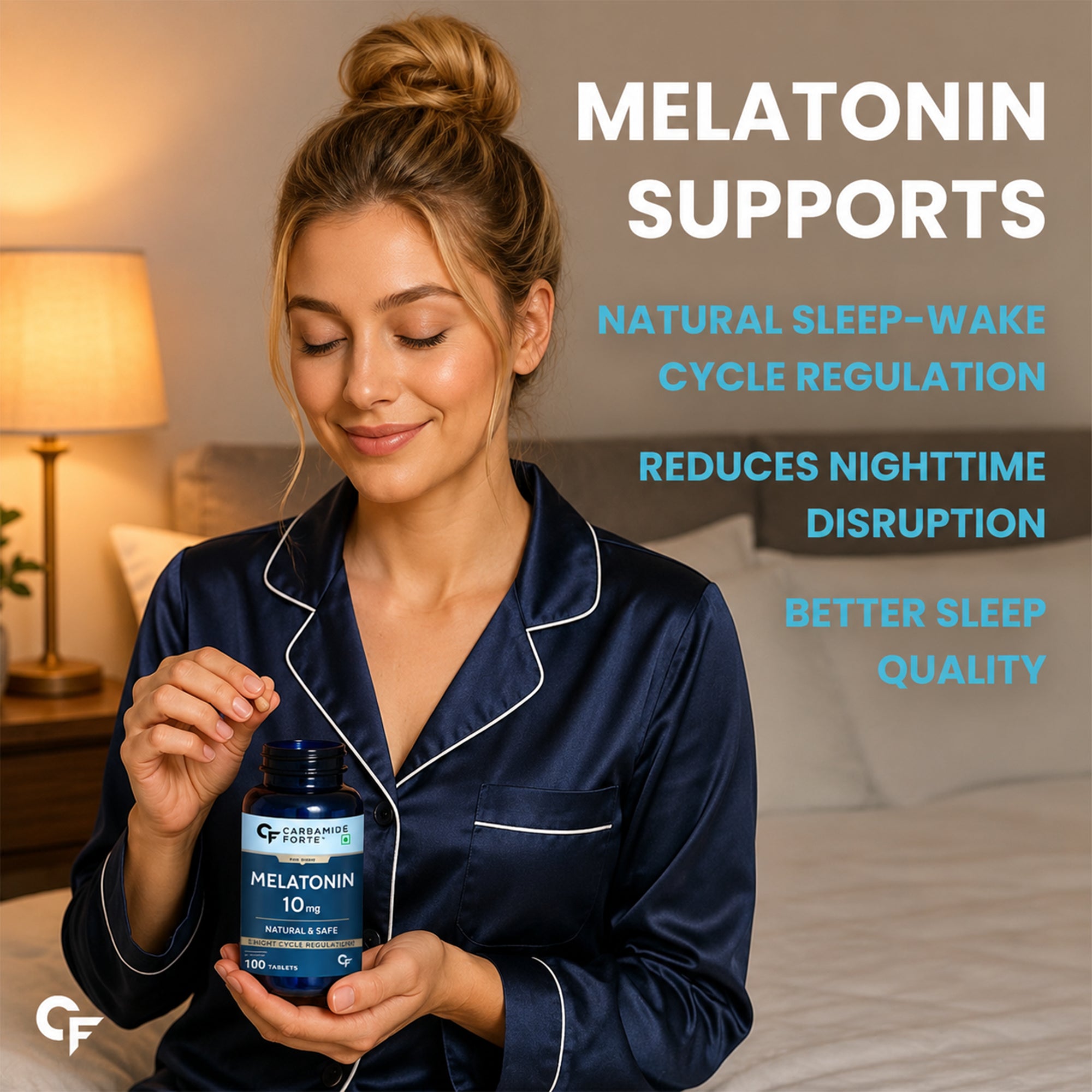 Melatonin 10mg Tablets | 100 Vegetarian Tablets | Natural Sleep Support Supplement for Calmness & Relaxation