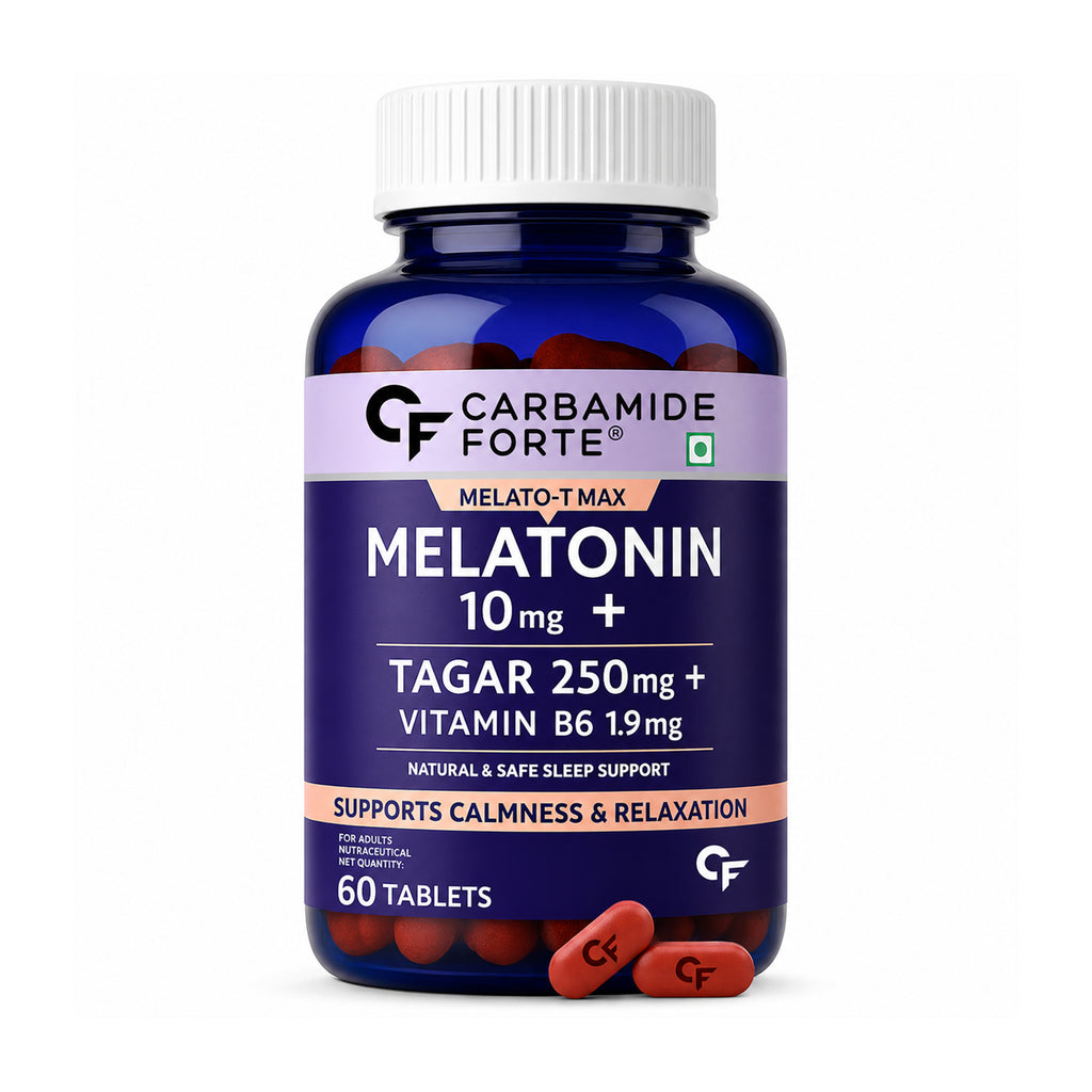 Melatonin 10mg Sleep Support Tablets with Tagar & Vitamin B6 | Calmness & Relaxation | 60 Vegetarian Tablets