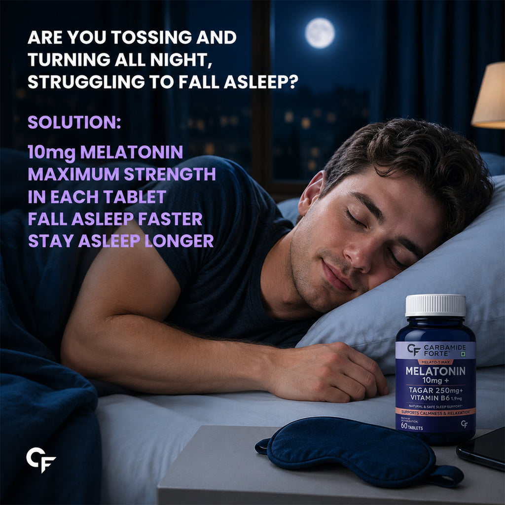 Melatonin 10mg Sleep Support Tablets with Tagar & Vitamin B6 | Calmness & Relaxation | 60 Vegetarian Tablets