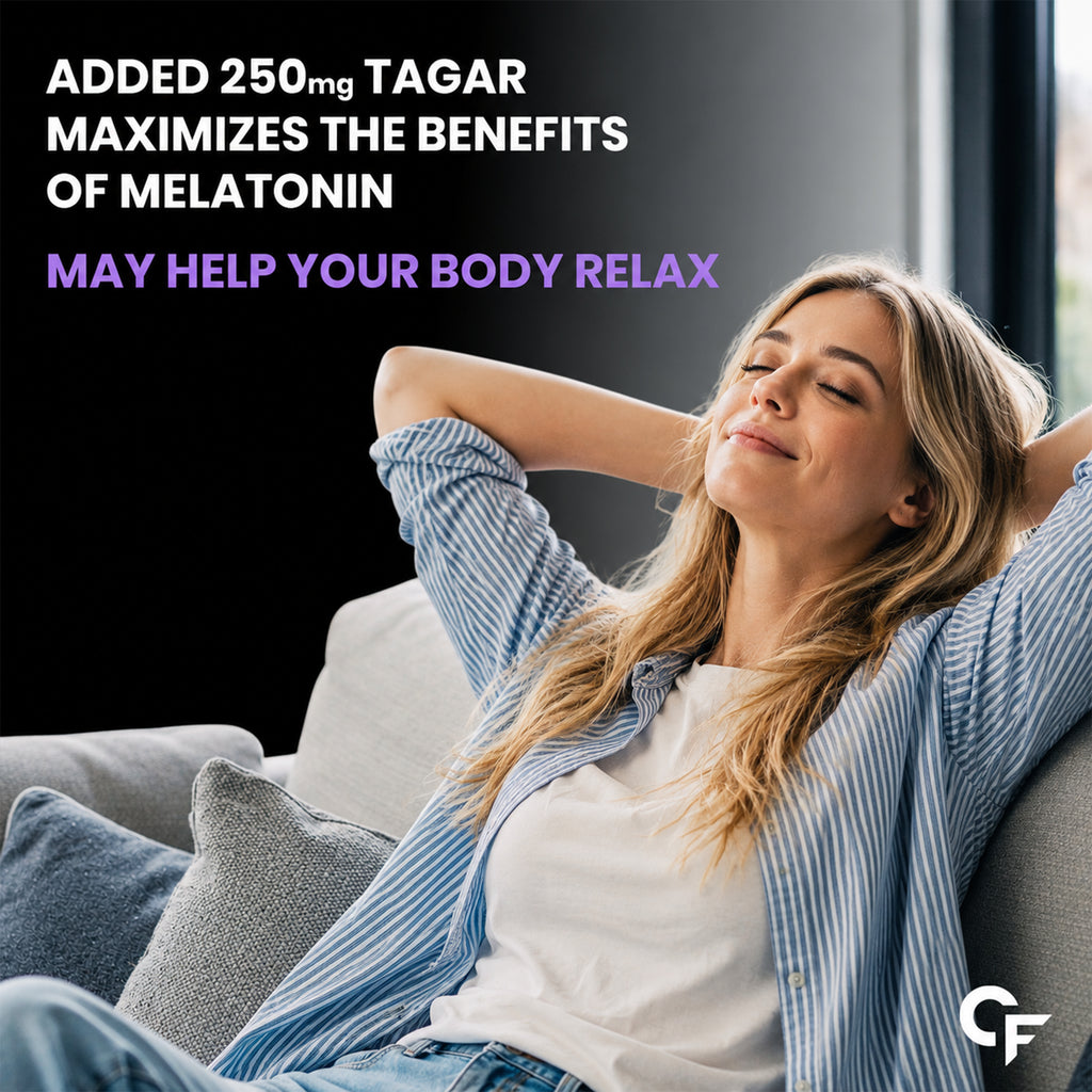 Melatonin 10mg Sleep Support Tablets with Tagar & Vitamin B6 | Calmness & Relaxation | 60 Vegetarian Tablets