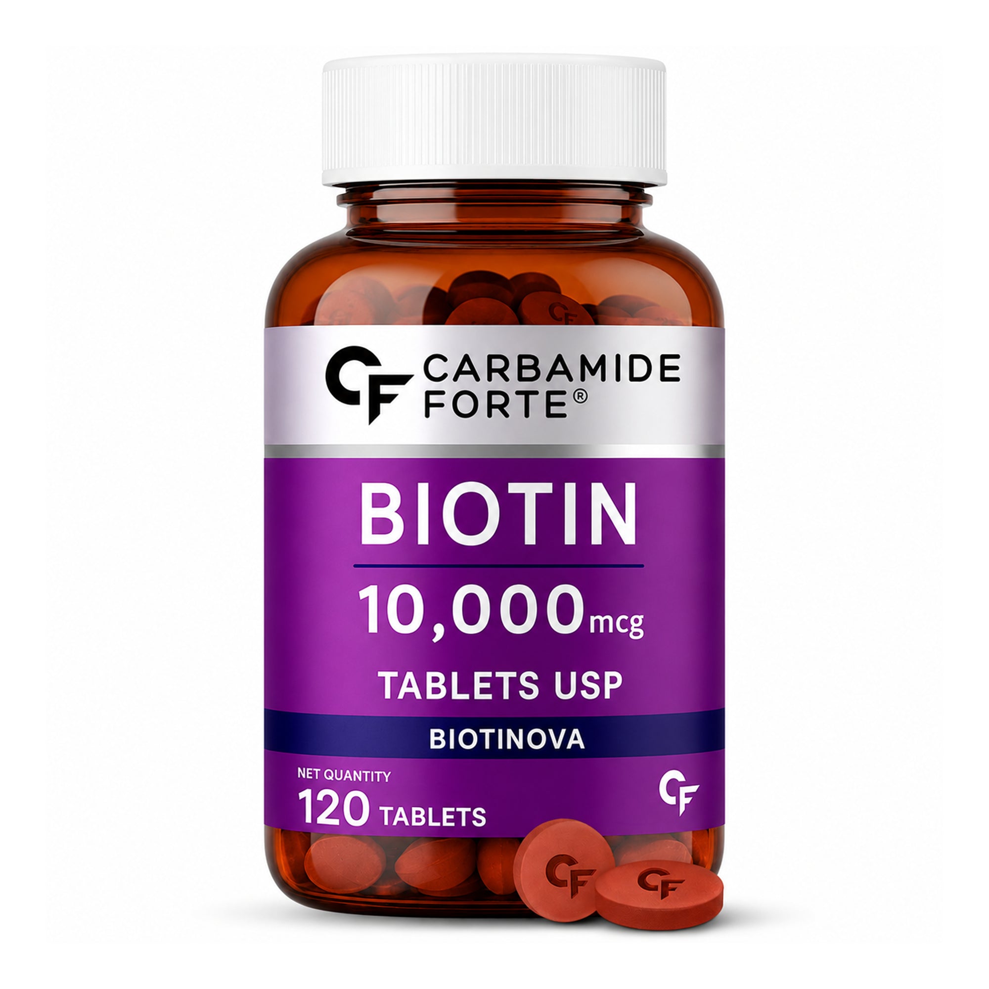 Biotin 10,000 mcg Tablets | High Potency Vitamin B7 Supplement | 120 Tablets | Film-Coated | Daily Hair, Skin & Nail Support