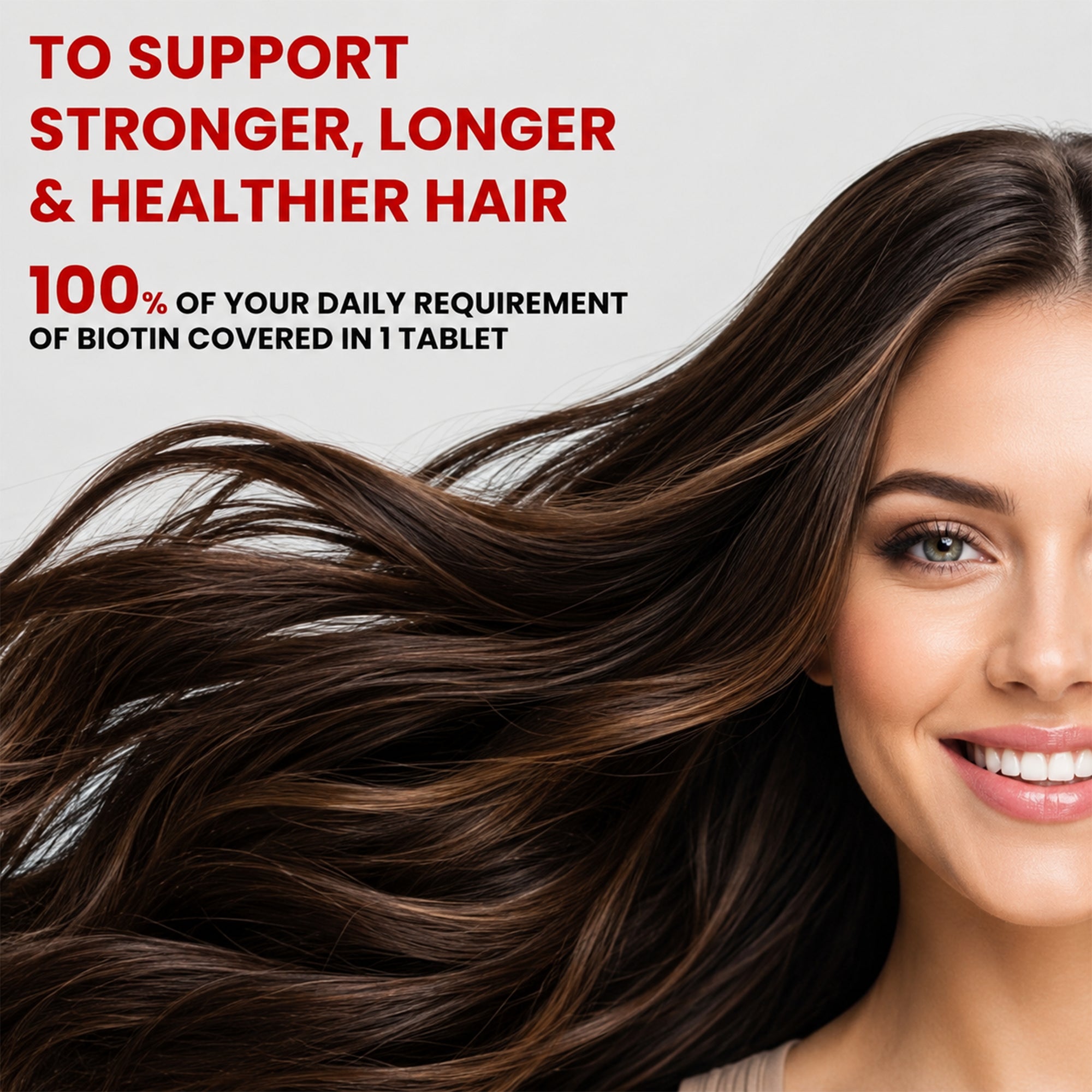 Biotin 50 Active Ingredients Hair & Skin Support Supplement | Multivitamin, Amino Acids, Hyaluronic Acid & Zinc | 90 Tablets