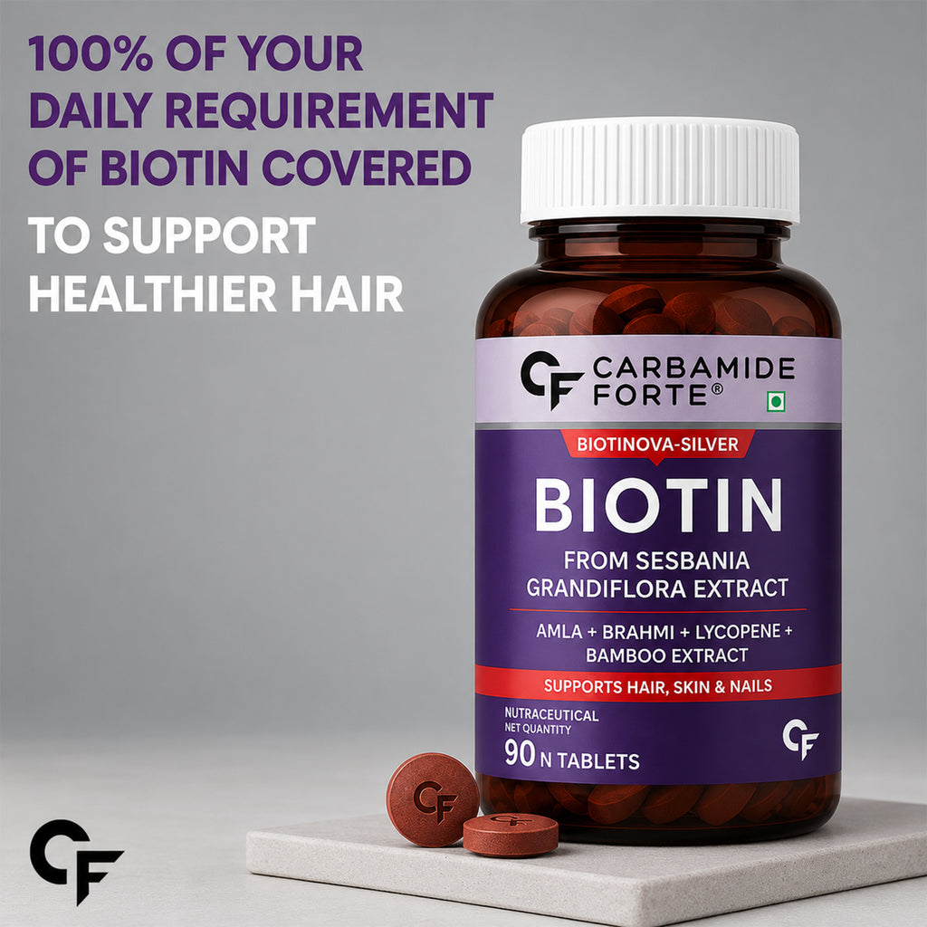 Natural Biotin 40 mcg Tablets for Hair, Skin & Nails | Amla, Brahmi, Bamboo Extract & Lycopene | Vegetarian Daily Supplement | 90 Tablets