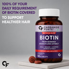 Natural Biotin 40 mcg Tablets for Hair, Skin & Nails | Amla, Brahmi, Bamboo Extract & Lycopene | Vegetarian Daily Supplement | 90 Tablets