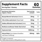 Natural Biotin Gummies for Hair, Skin & Nails | Hyaluronic Acid, Amla & Grape Seed Extract | No Added Sugar | Vegetarian Strawberry Gummies | 60 Count