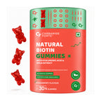 Natural Biotin Gummies for Hair, Skin & Nails | Hyaluronic Acid, Amla & Grape Seed Extract | No Added Sugar | Vegetarian Strawberry Gummies | 30 Count