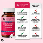 L-Glutathione 500mg with Hyaluronic Acid, Vitamin C, Biotin, Vitamin E, Astaxanthin & Lycopene | Skin Health, Hydration & Antioxidant Support | 30 Vegetarian Tablets
