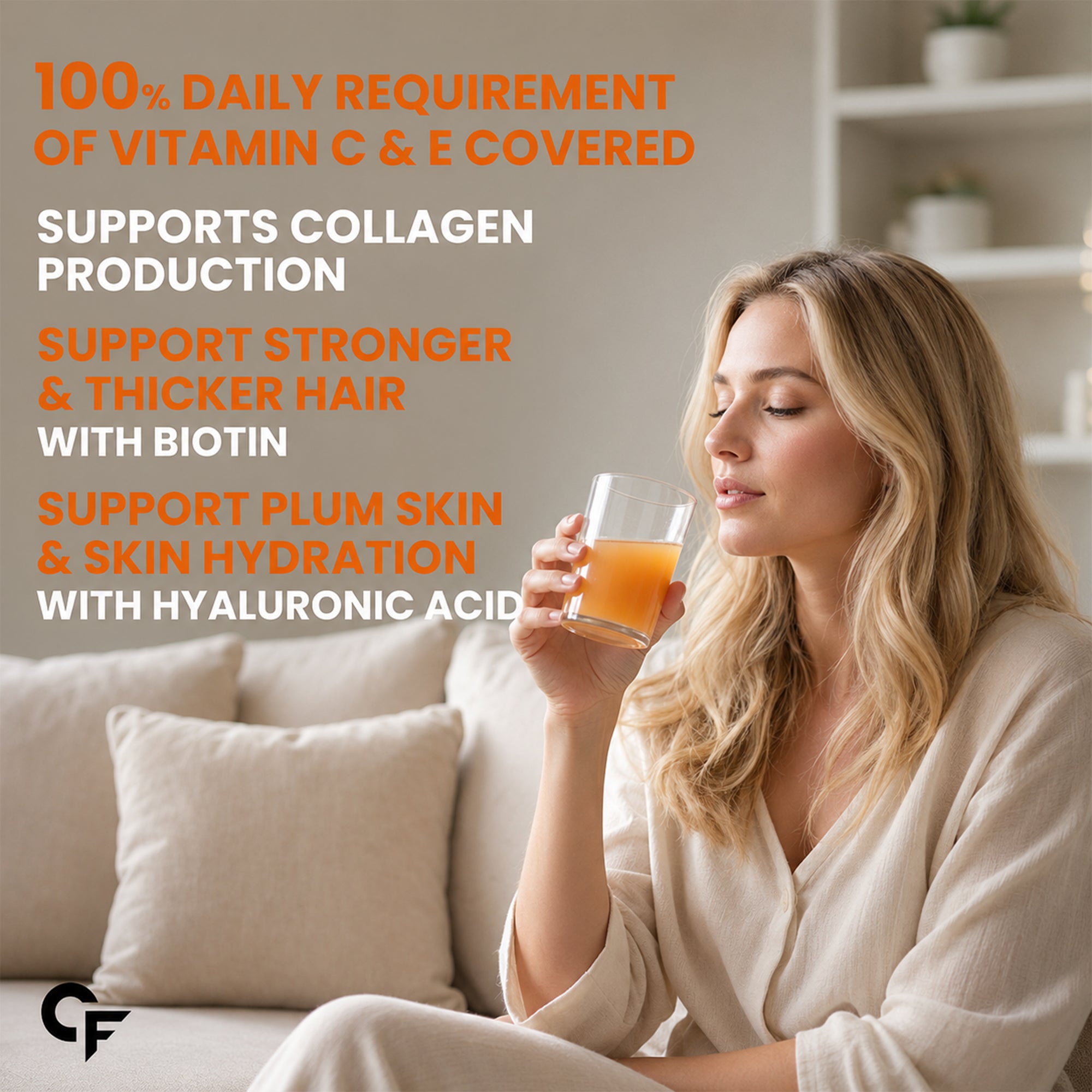 L-Glutathione 600mg Effervescent Tablets with Vitamin C, Hyaluronic Acid, Biotin & Antioxidants | Orange Flavour | 30 Tablets