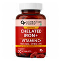 Chelated Iron Tablets with Vitamin C, Zinc, Folic Acid & Vitamin B12 | 29mg Ferrous Bisglycinate Iron Supplement | Energy & Blood Health Support | Vegetarian | 60 Tablets