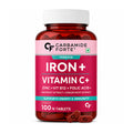 Iron + Vitamin C Tablets with Zinc, Vitamin B12, Folic Acid, Beetroot & Ginger | 100 Tablets | 100-Day Supply | Daily Iron Supplement for Energy & Immune Support