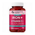 Iron + Vitamin C Tablets with Zinc, Vitamin B12, Folic Acid, Beetroot & Ginger | 100 Tablets | 100-Day Supply | Daily Iron Supplement for Energy & Immune Support
