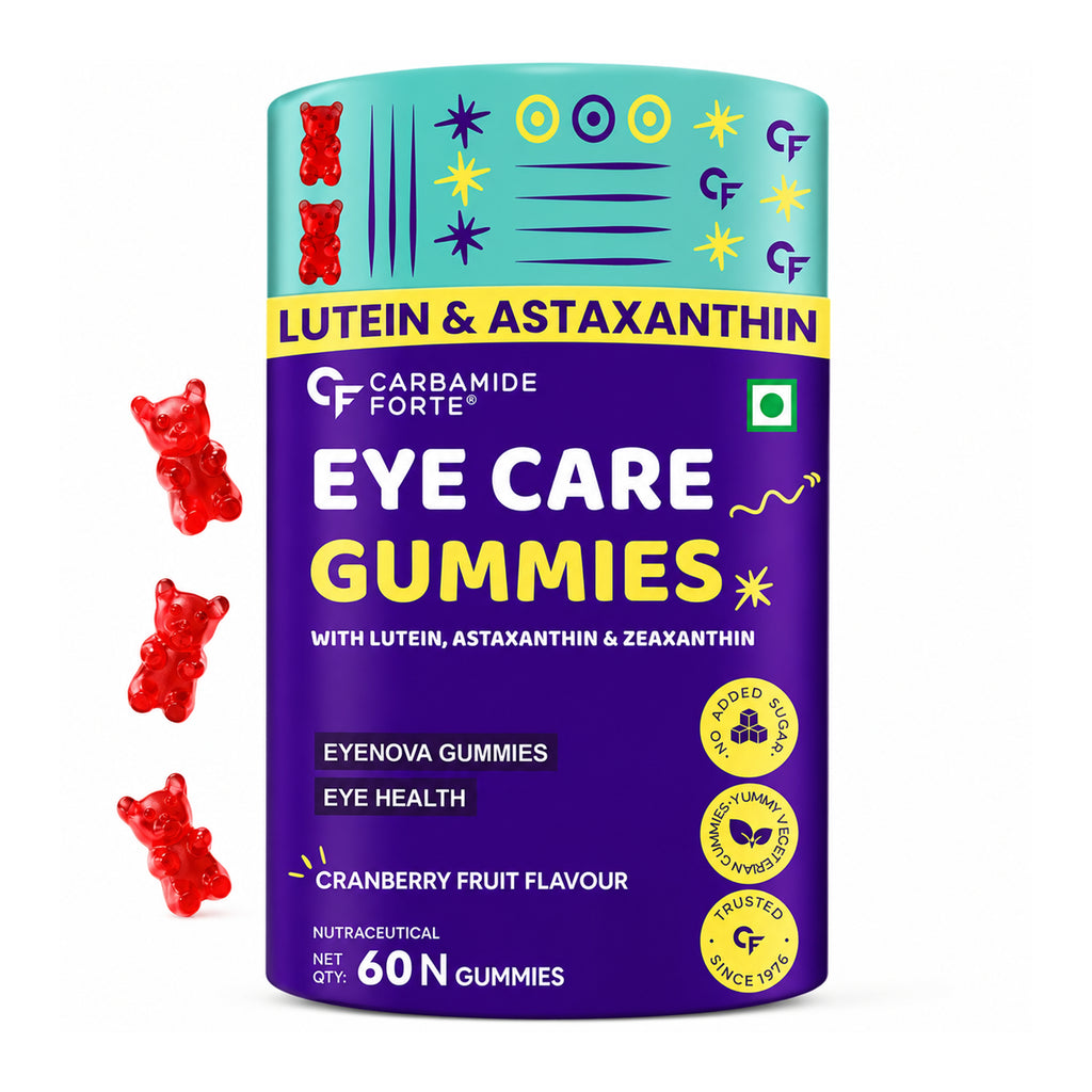 Eye Care Gummies with Lutein, Zeaxanthin, Astaxanthin, Omega-3 DHA, Vitamin C & E | Vision Support Supplement | No Added Sugar | Vegetarian | 60 Gummies