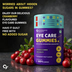 Eye Care Gummies with Lutein, Zeaxanthin, Astaxanthin, Omega-3 DHA, Vitamin C & E | Vision Support Supplement | No Added Sugar | Vegetarian | 60 Gummies